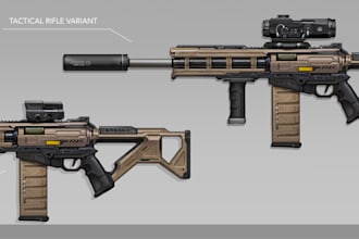 design stunning weapon concept art for games and projects