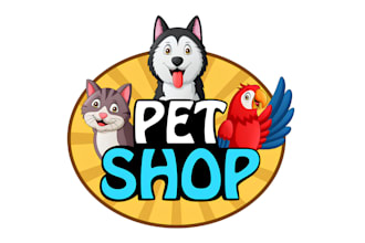 do modern pet shop, dog, cat and animal logo or any graphics design