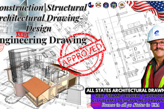 draw architect draftsman service for 2d,3d floor plan mep stamp adu city permit