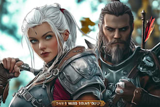 make a dnd art, d and d character and dnd party for you