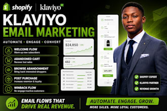 setup klaviyo email flows, automation and shopify email marketing