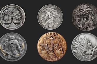 sculpt 3d printable coin model crypto token logo meme coin bas relief medallion