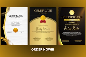custom award certificate, diploma certificate, or gift certificate design