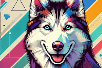 professional wpap pet art , custom colorful dog portrait