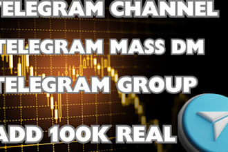 add 100k real online users to your telegram group,channel using telegram mass dm