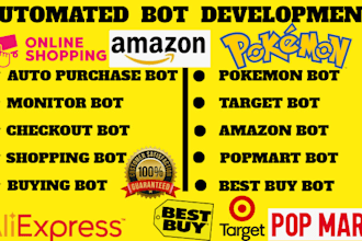 develop pokemon center bot auto purchase bot tcgplayer bot amazon bot scalping