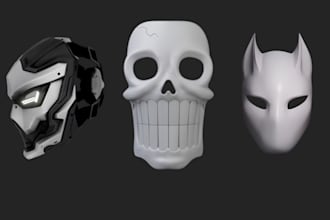 sculpt cosplay 3d mask, 3d helmet, 3d oni mask, japanese mask for 3d printing