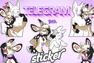 draw custom telegram stickers discord stickers furry stickers anime emotes