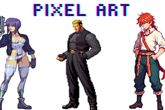draw a pixel art logo character animation   background sprite  art nft