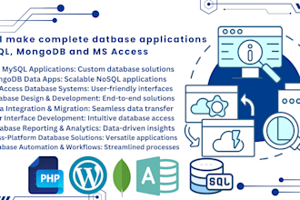 make complete database applications in mysql, mongodb and ms access