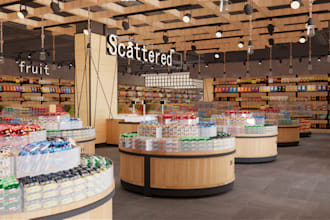create 3d cgi, 3d supermarket, 3d mall, 3d pharmacy with 3d rendering