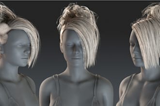 create 3d realistic hair model, xgen hair, unreal engine, hair grooming, texture