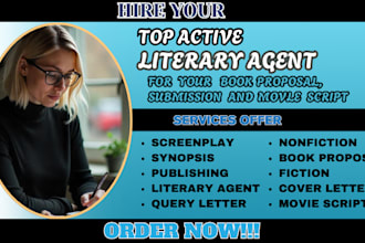 find you top active literary agent for movie script, children book, screenplay