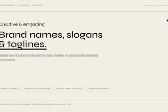 create impactful brand name, product names, slogans and taglines
