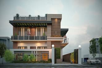 remodel 3d luxury villa, landscape renovation, architecture cgi facade rendering