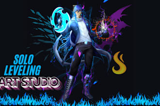 draw epic manhwa characters in solo leveling style, manga