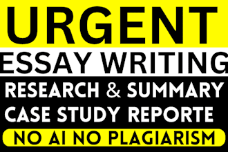 urgent essay writing, research and summary, analysis, report writing