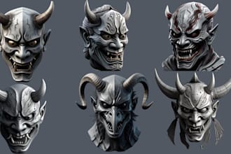 sculpt 3d oni mask 3d cosplay mask print 3d halloween mask model for 3d printing