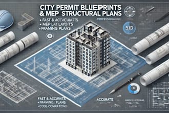 draft city permit blueprints, mep, framing plans, foundation, structural drawing