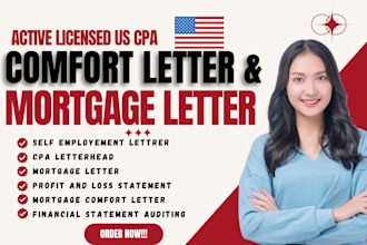 audit US financial statement CPA mortgage comfort letter  income verification
