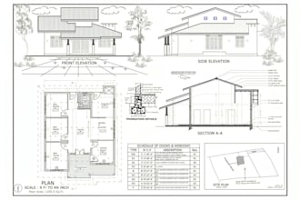 draw floor, foundation and site plan elevation section roof in autocad