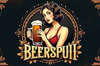 make outstanding beer girl logo with express delivery