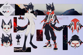 create furry character design reference sheets sfw or nsfw with custom poses