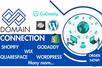 connect transfer domain to shopify wix wordpress and fix domain