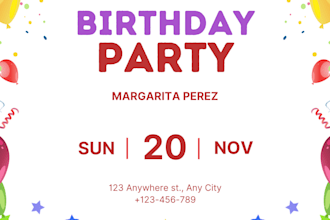 create custom invitation design, birthday, wedding, baby shower, party cards