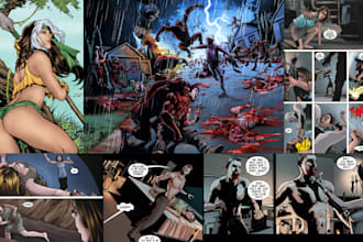 illustrate graphic novel horror comic page nsfw comic art as comic book artist
