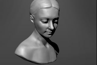 design 3d head bust, 3d bust model, portrait character design for 3d printing