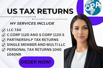 prepare US tax returns, including 1040, 1120, 5472, and state fillings