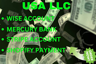 create usa llc mercury bank stripe wise wells fargo shopify