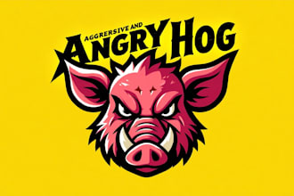create amazing aggressive and angry hog logo for your company