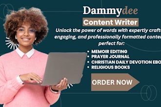 edit, format daily devotion christian ebook, prayer journal, memoir editor KDP