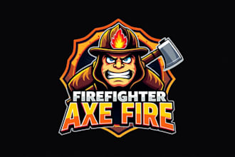 design unique firefighter axe fire logo with express delivery