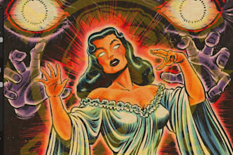 vintage comic retro horror movie poster comic book cover dark art illustration