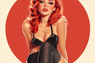 hot summer deal create beautiful and very sexy pin up girl style illustrations