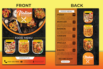 do an amazing menu design, food menu, restaurant menu design