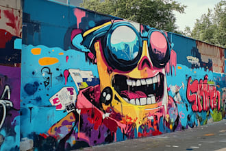 make mural design, graffiti and wallpaper illustration