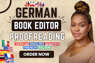 proofread and check grammar, spelling for german english spanish fiction novel