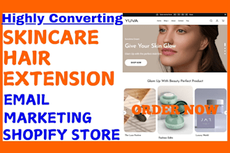 design fast selling skincare hair extension shopify store email marketing