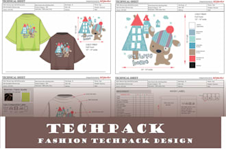 create full garment design, apparel clothing tech packs