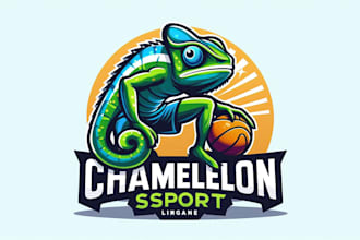 make different chameleon sport mascot logo  for your company