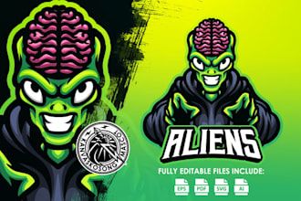 make creative esport mascot alien logo