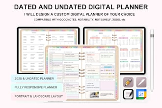 etsy digital planner, hyperlinked planner, etsy digital product, digital planner