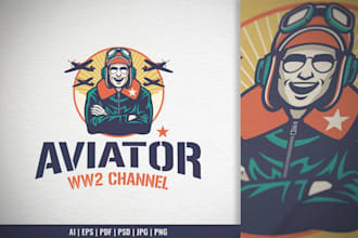 create vintage mascot aviation logo