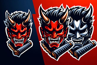 design high quality oni mask mascot logo with express delivery