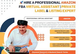 hire a professional amazon fba virtual assistant, private label, listing expert