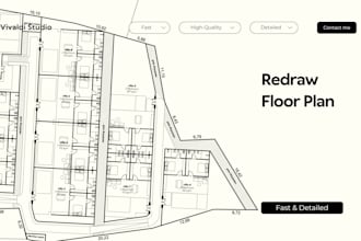 redraw floor plan from sketch into 2d cad for real estate